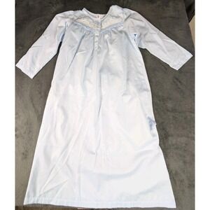 Nightgown Miss Elaine Soft Double Knit Long Sleeve Pastel Blue SZ S grannycore